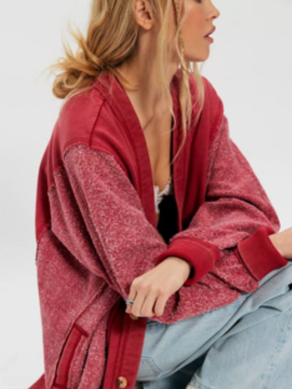 NWT We The Free Dreamy Blue Cardi in Stolen Kiss (Red) - Picture 10 of 13